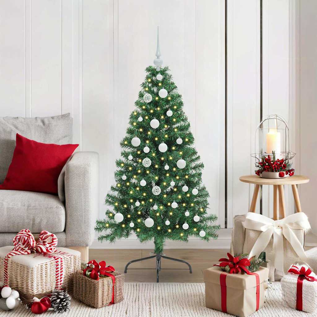 vidaXL Artificial Pre-lit Christmas Tree Green 120 cm PVC 1