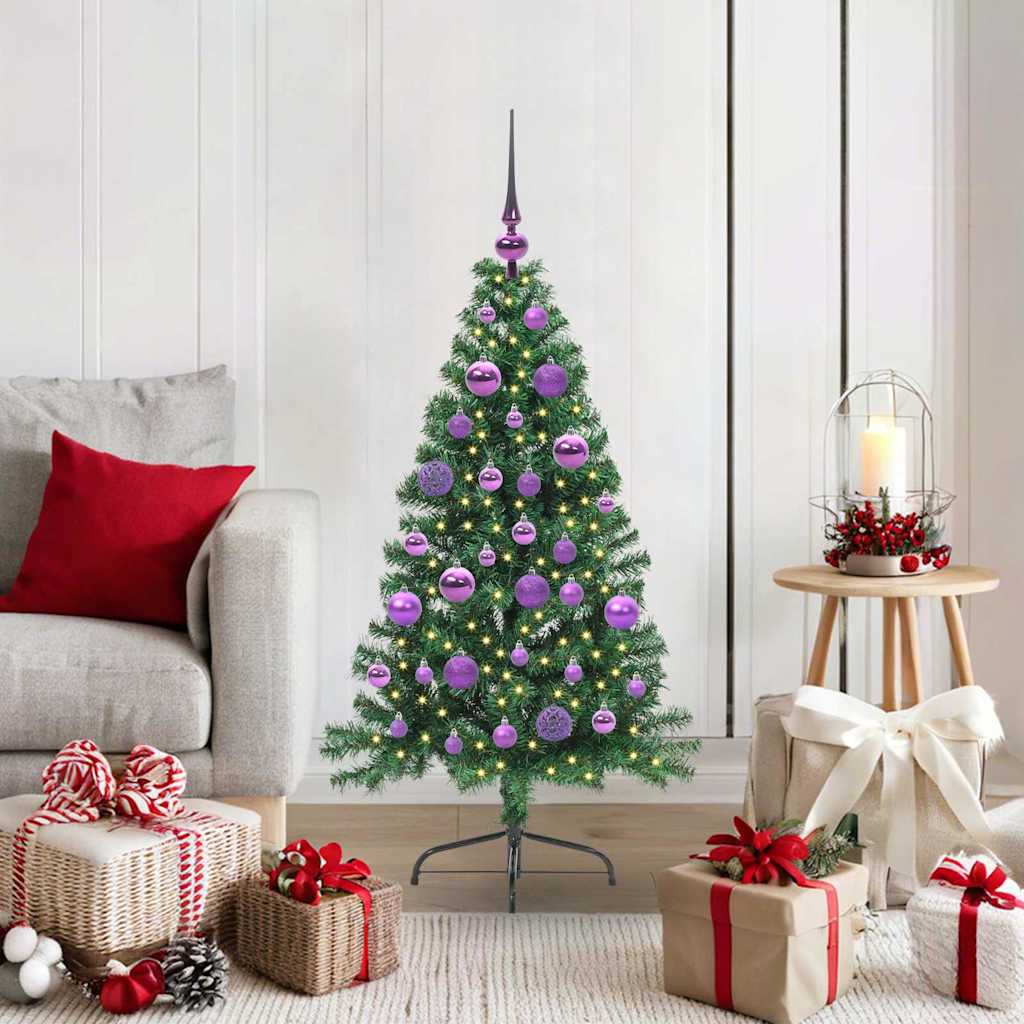 vidaXL Artificial Pre-lit Christmas Tree Green 120 cm PVC 1