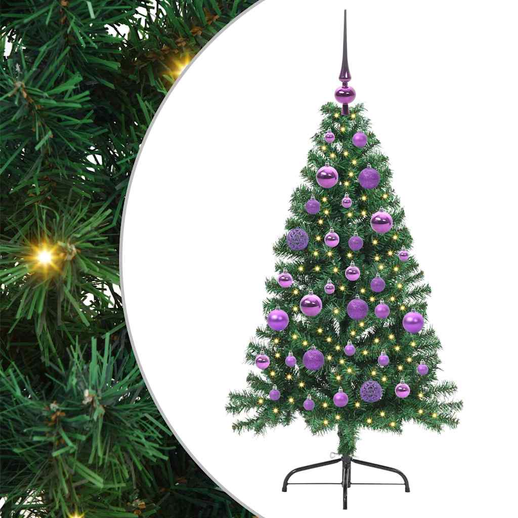 vidaXL Artificial Pre-lit Christmas Tree Green 120 cm PVC 2