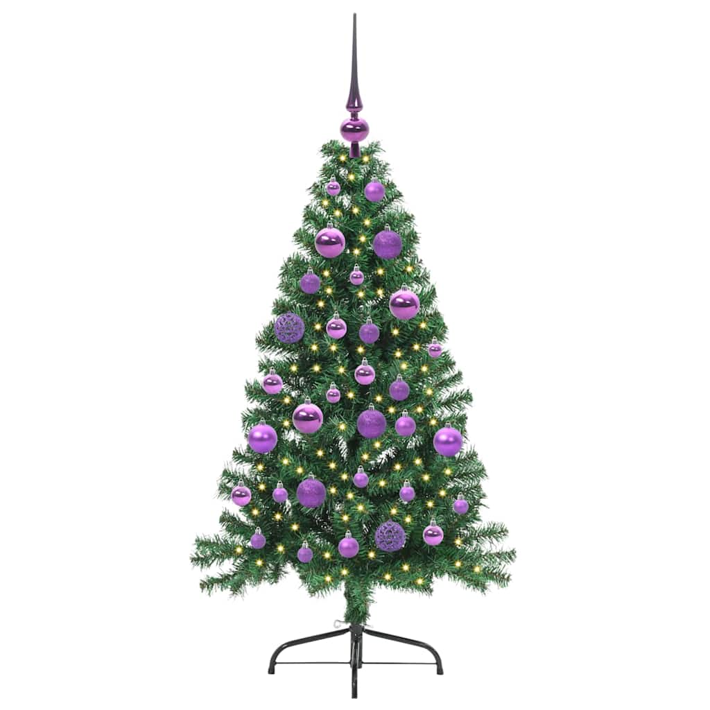 vidaXL Artificial Pre-lit Christmas Tree Green 120 cm PVC 3