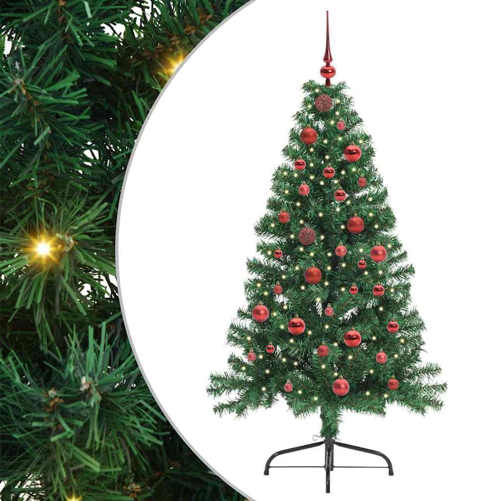 vidaXL Artificial Pre-lit Christmas Tree Green 150 cm PVC 2