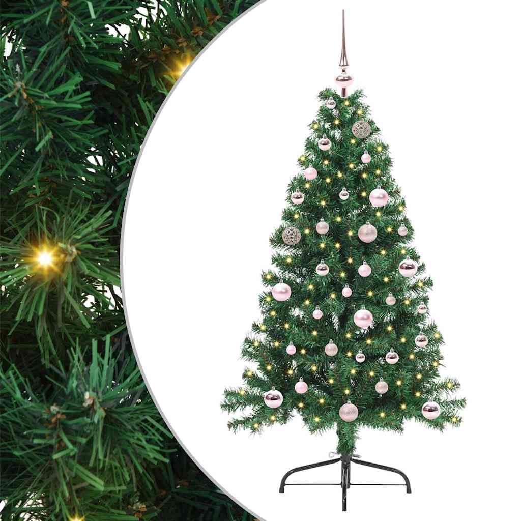vidaXL Artificial Pre-lit Christmas Tree Green 150 cm PVC 1