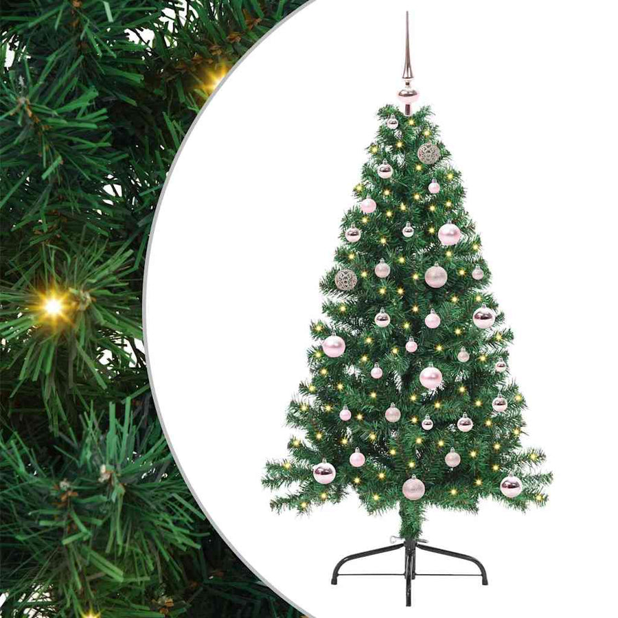 vidaXL Artificial Pre-lit Christmas Tree Green 150 cm PVC 1