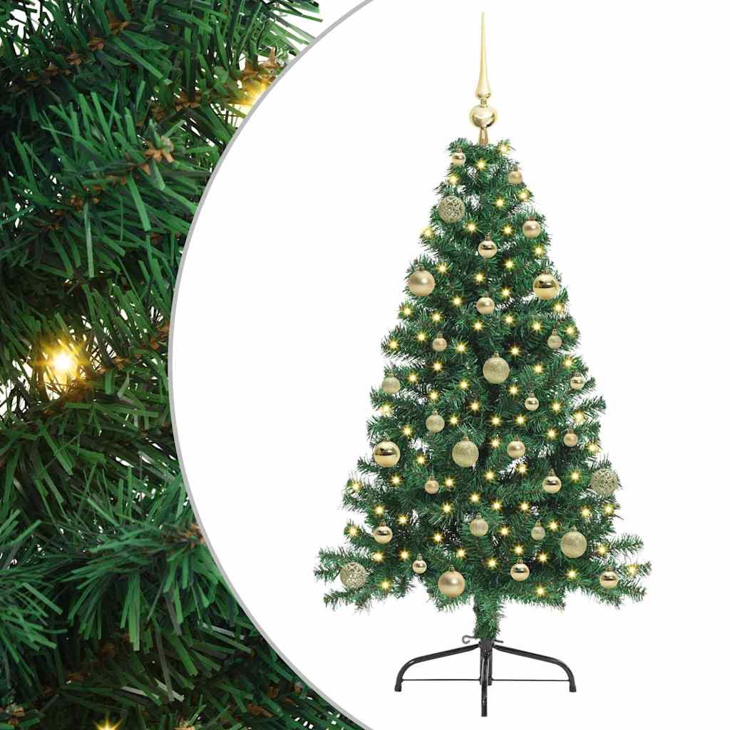 vidaXL Artificial Pre-lit Christmas Tree Green 150 cm PVC 2