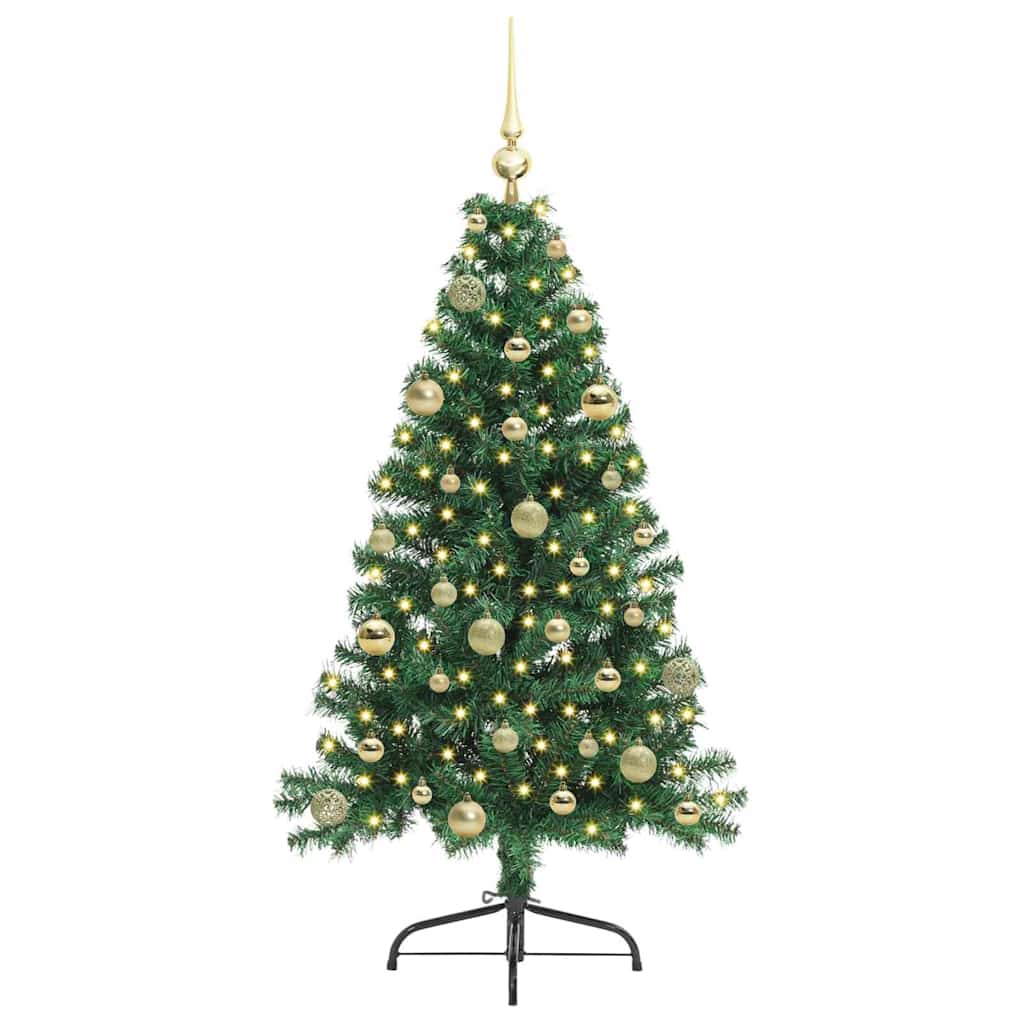 vidaXL Artificial Pre-lit Christmas Tree Green 150 cm PVC 3