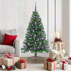 vidaXL Artificial Pre-lit Christmas Tree Green 150 cm PVC 1