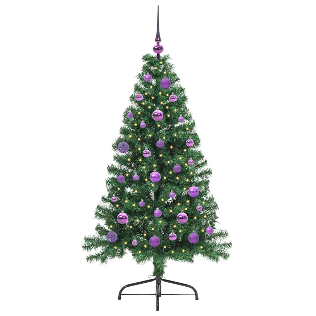 vidaXL Artificial Pre-lit Christmas Tree Green 150 cm PVC 3