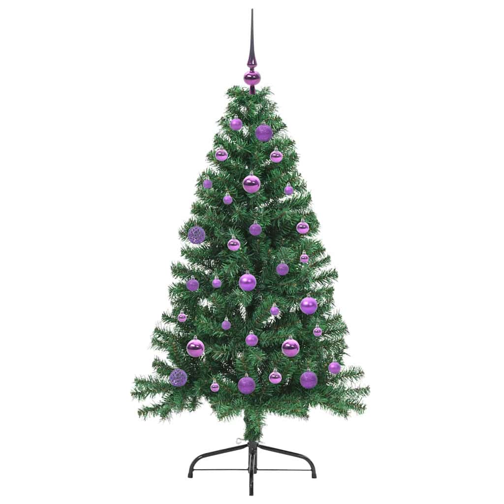 vidaXL Artificial Pre-lit Christmas Tree Green 150 cm PVC 4