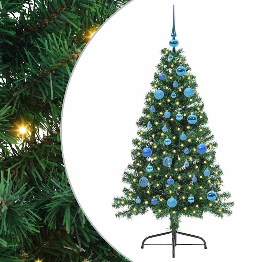 vidaXL Artificial Pre-lit Christmas Tree Green 150 cm PVC 2