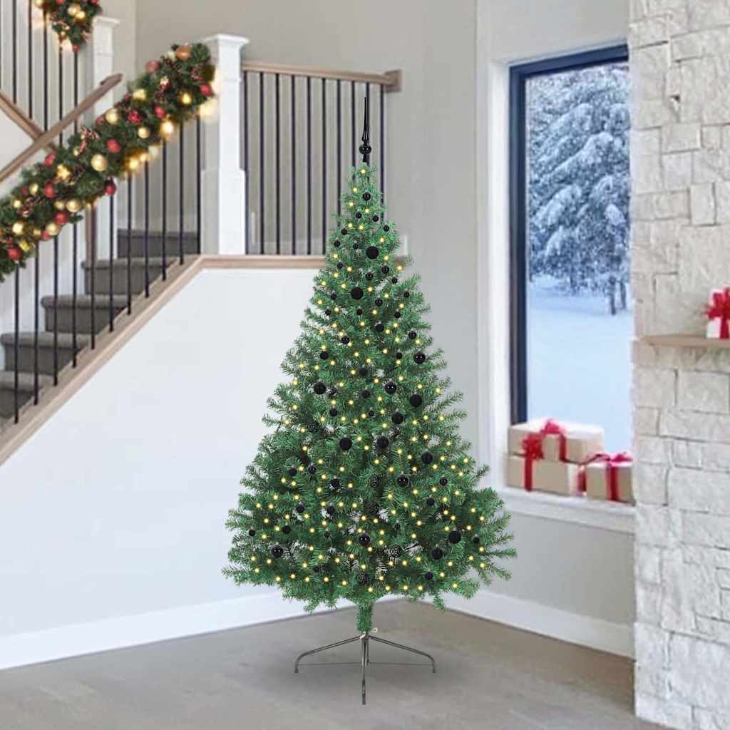 vidaXL Artificial Pre-lit Christmas Tree PVC 240 cm Green