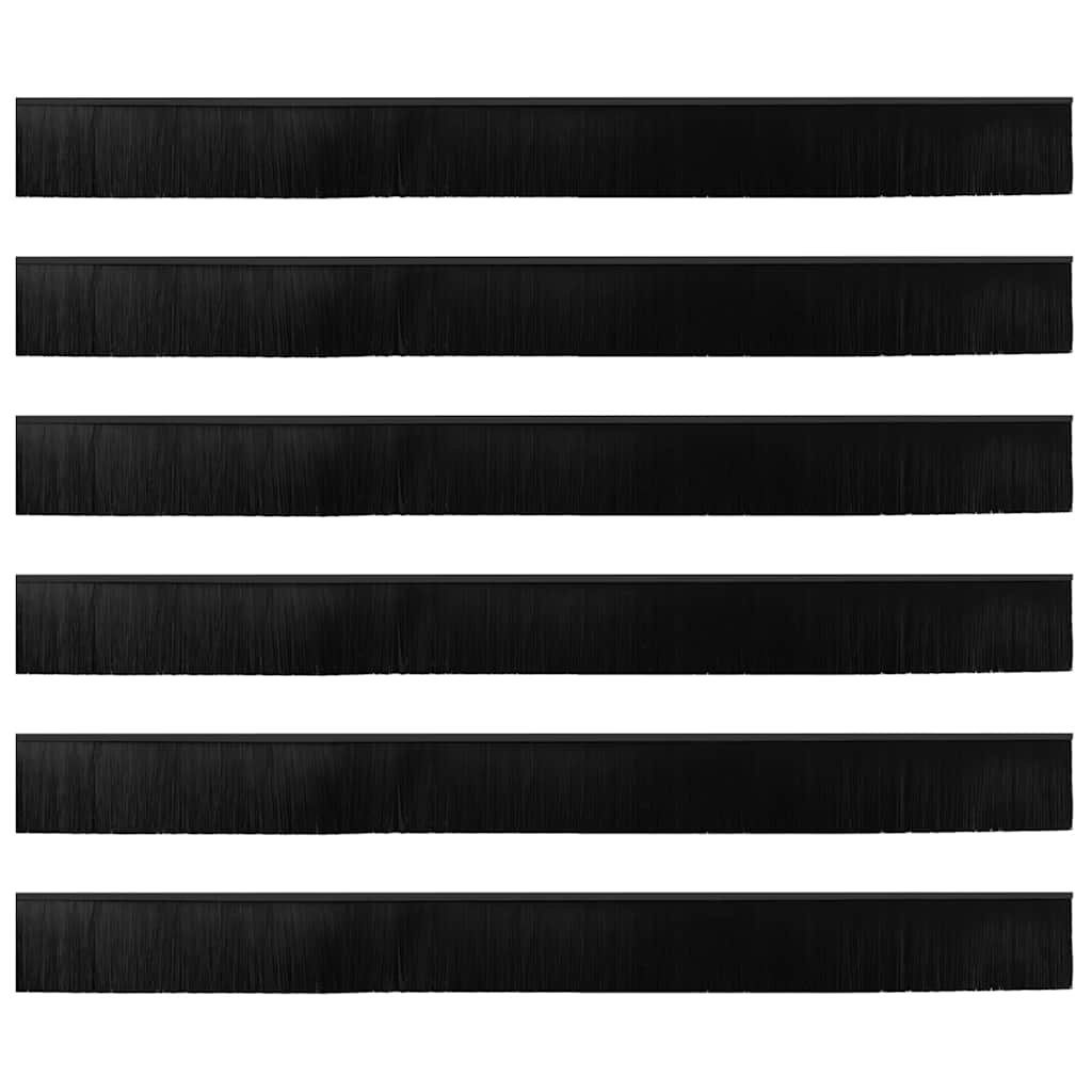 vidaXL Screw-on Door Brush Seals 6 pcs Black 100 cm Aluminium Alloy 6