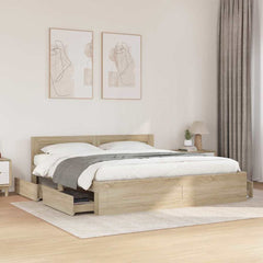 Bed Frame with Headboard without Mattress Sonoma Oak King