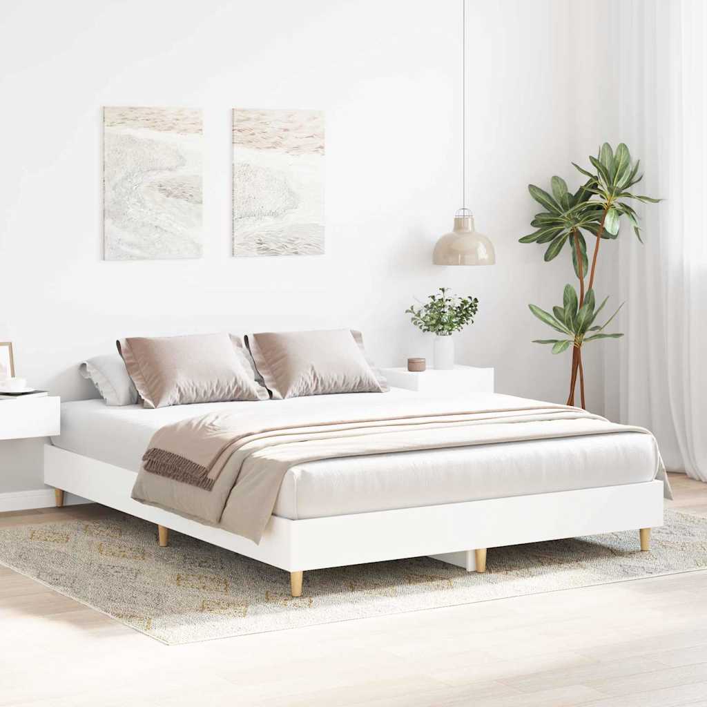 Bed Frame No Mattress Engineered Wood White 152 x 203