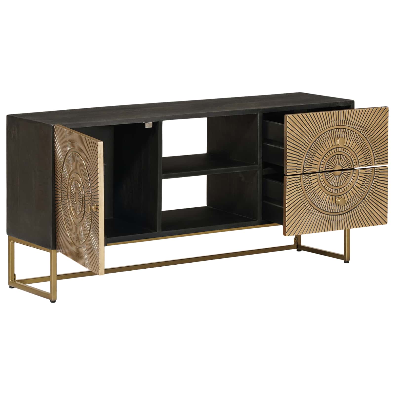 vidaXL TV Cabinet with Drawer with Shelf Brass 105 x 30 x 50 cm 2
