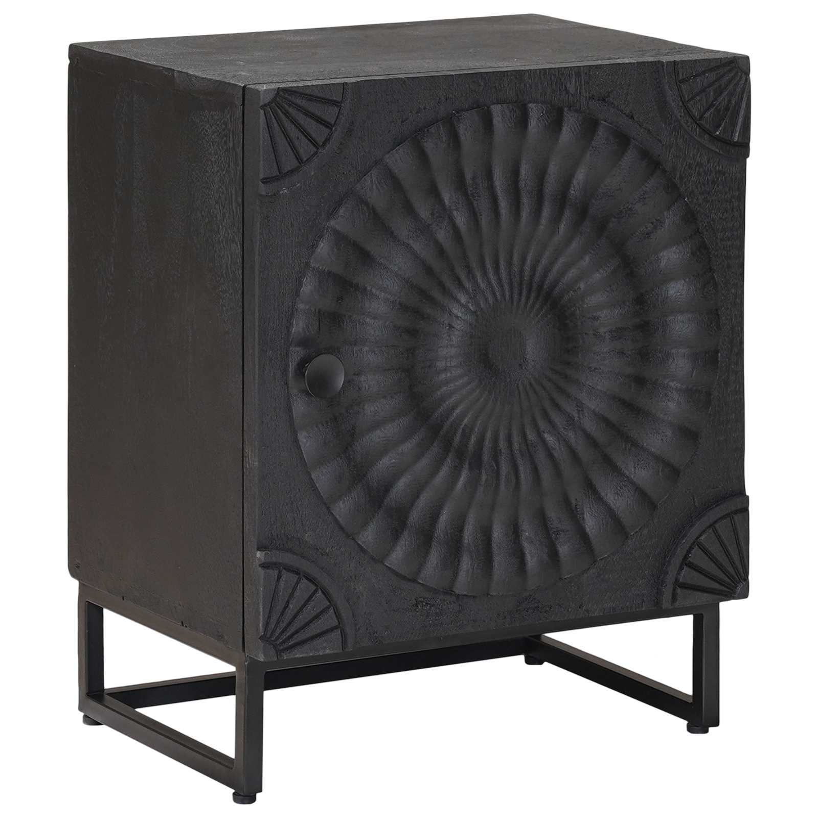 vidaXL Handmade Bedside Cabinet Black 40 x 30 x 50 cm Solid Mango Wood 1