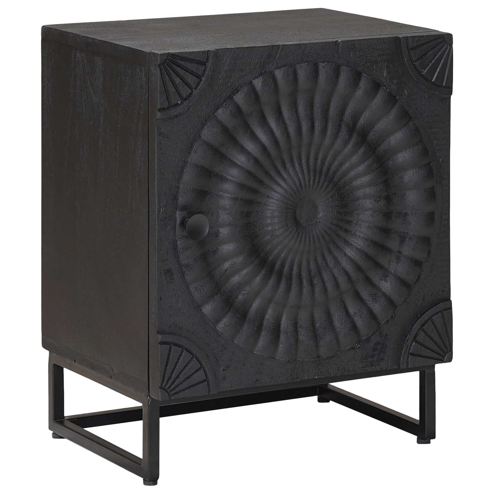 vidaXL Handmade Bedside Cabinet Black 40 x 30 x 50 cm Solid Mango Wood 2