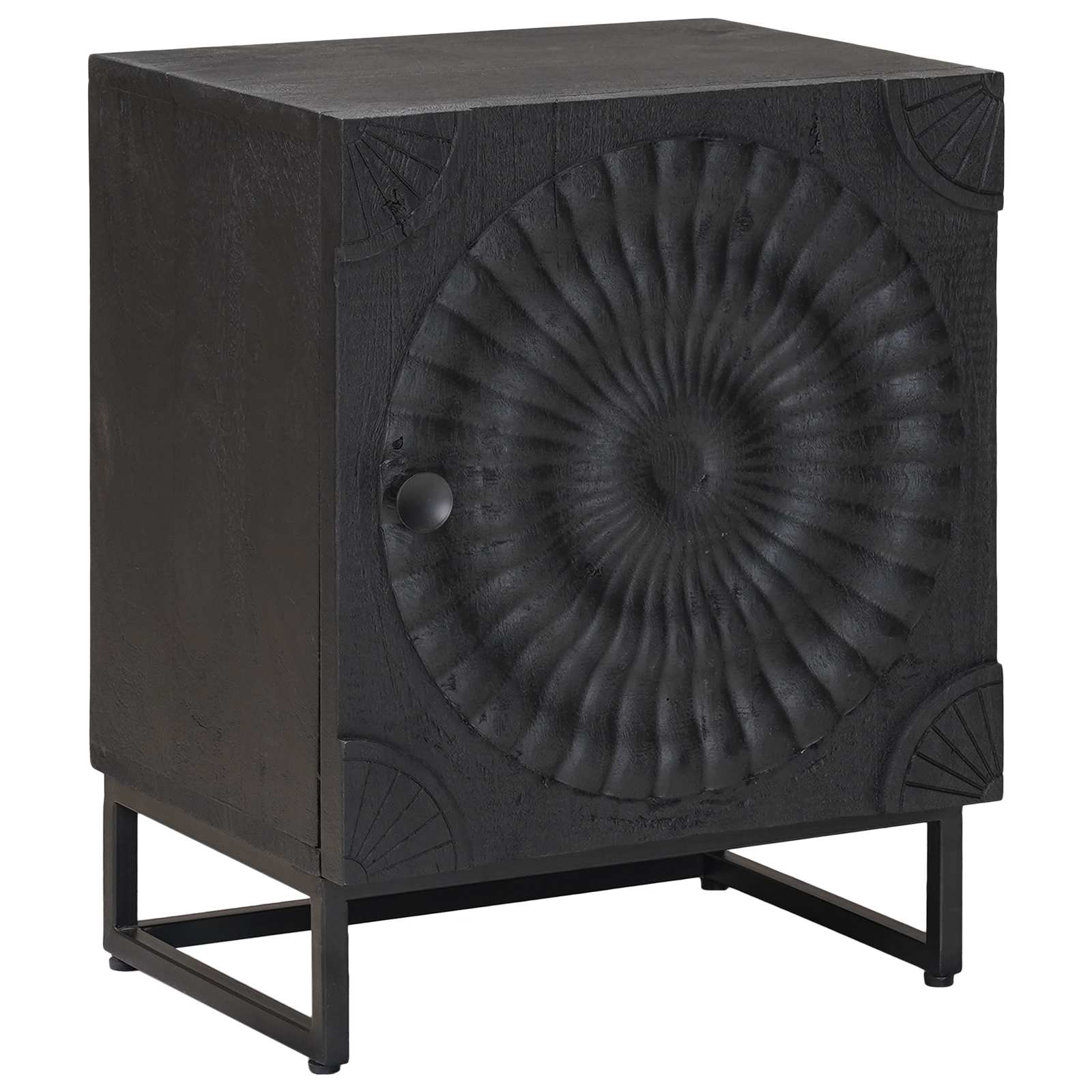 vidaXL Handmade Bedside Cabinet Black 40 x 30 x 50 cm Solid Mango Wood 3