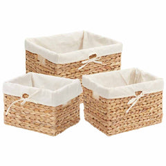 vidaXL Storage Baskets 3 pcs Water Hyacinth 35 x 30 x 25 cm Natural 2
