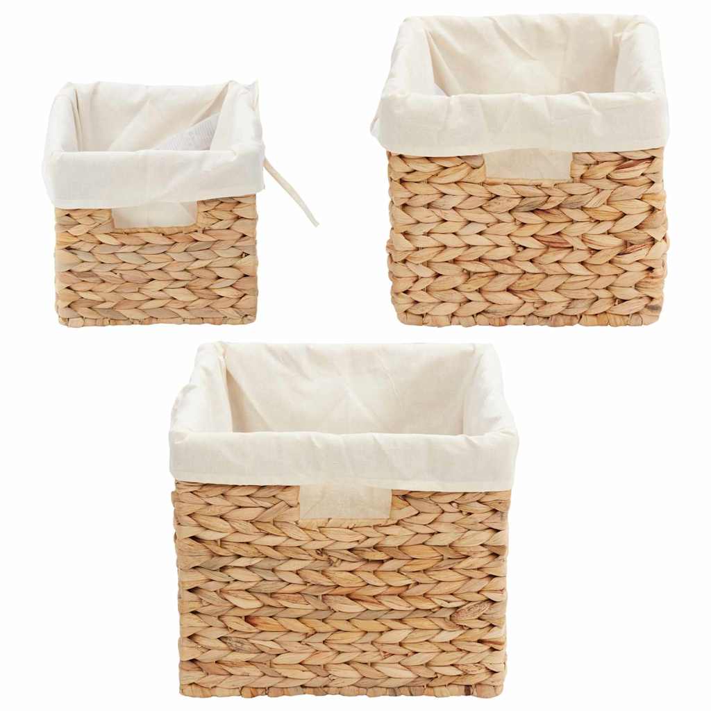 vidaXL Storage Baskets 3 pcs Water Hyacinth 35 x 30 x 25 cm Natural 6
