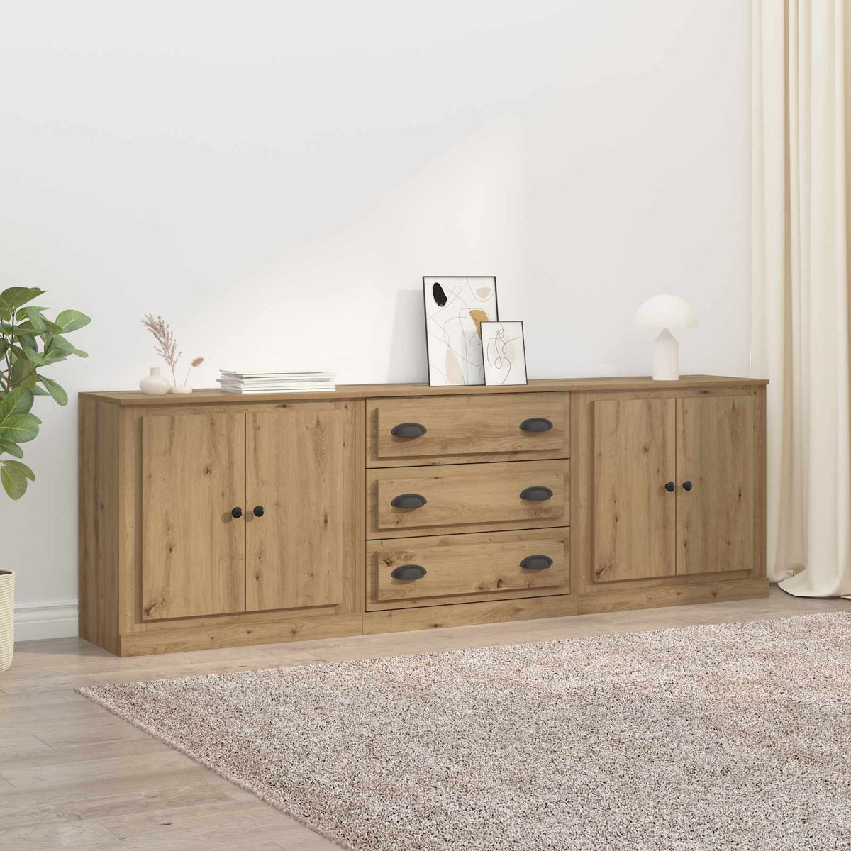 Sideboards 3 pcs Engineered Wood Artisan oak