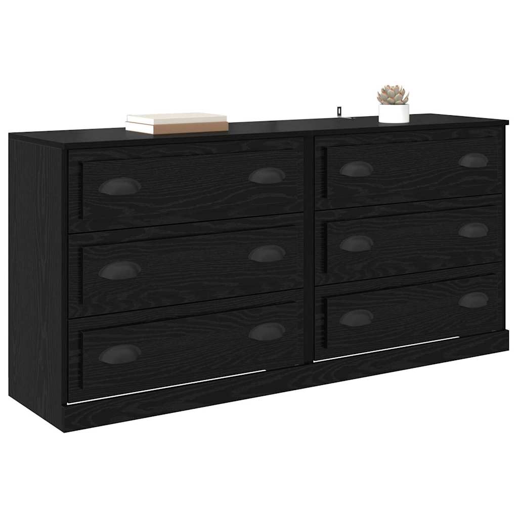Sideboards 2 pcs Engineered Wood Black oak