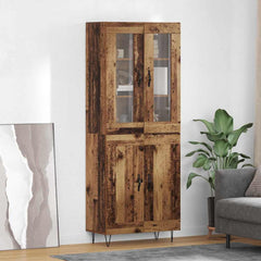Highboard 69.5x34x180 cm Engineered Wood 2 Wood Doors Old wood