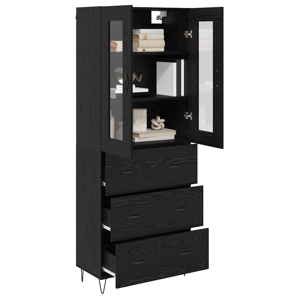 Highboard 69.5x34x180 cm Engineered Wood 3 Drawers Black oak