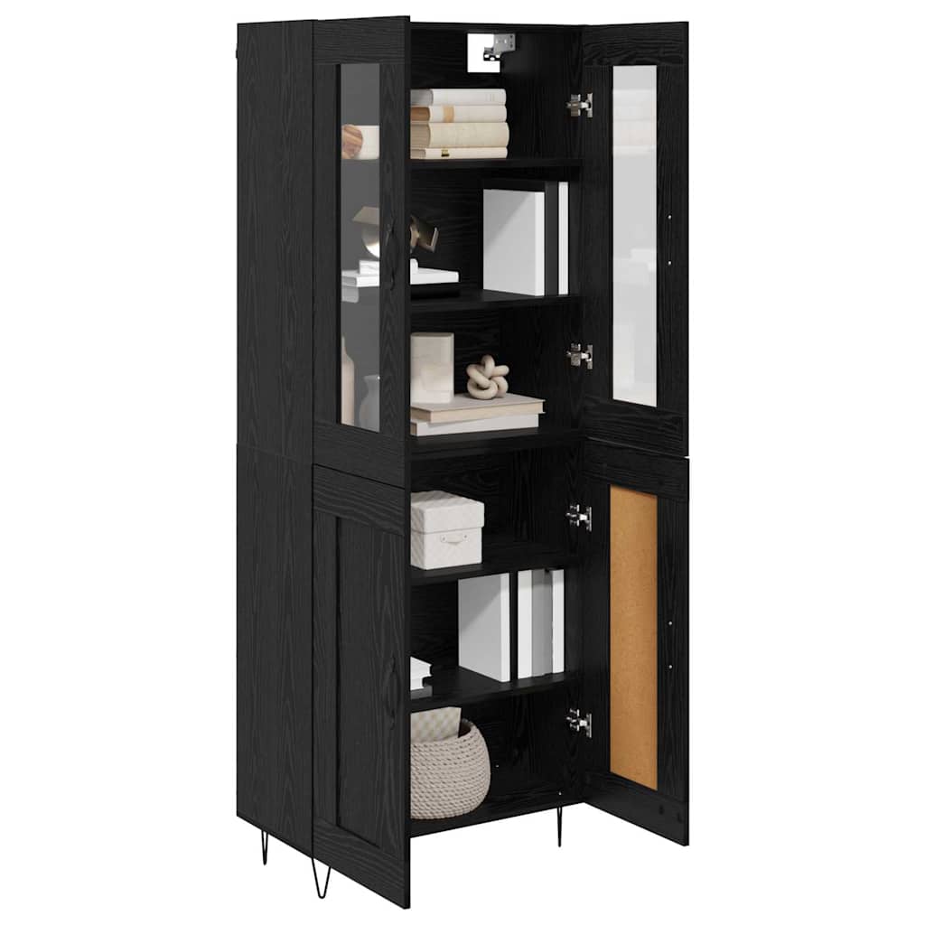 Highboard 69.5x34x180 cm Engineered Wood 2 Wood Doors Black oak