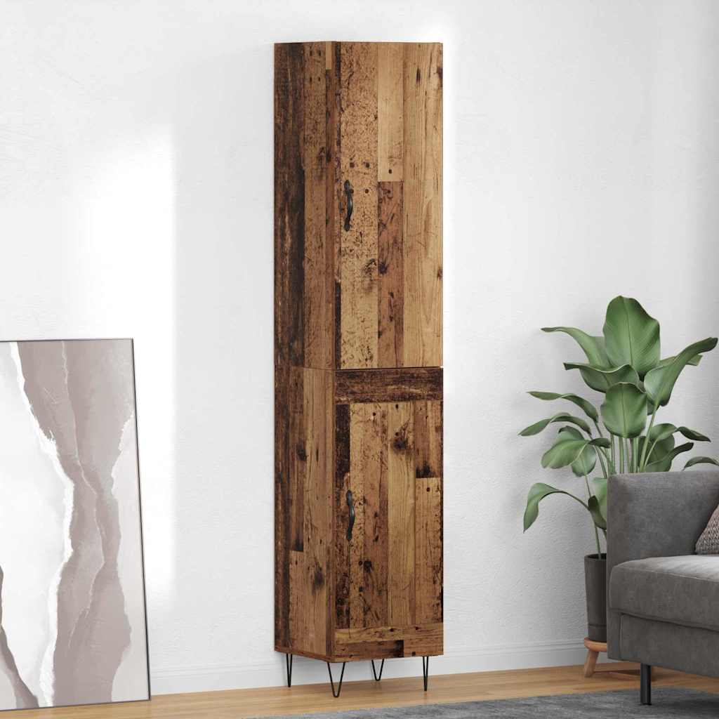 Highboard 34.5x34x180 cm Engineered Wood 1 Wood Door Old wood