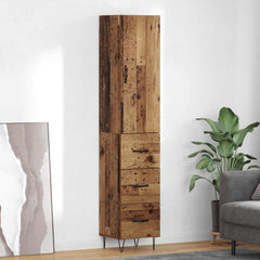 Highboard 34.5x34x180 cm Engineered Wood 3 Drawers Old wood