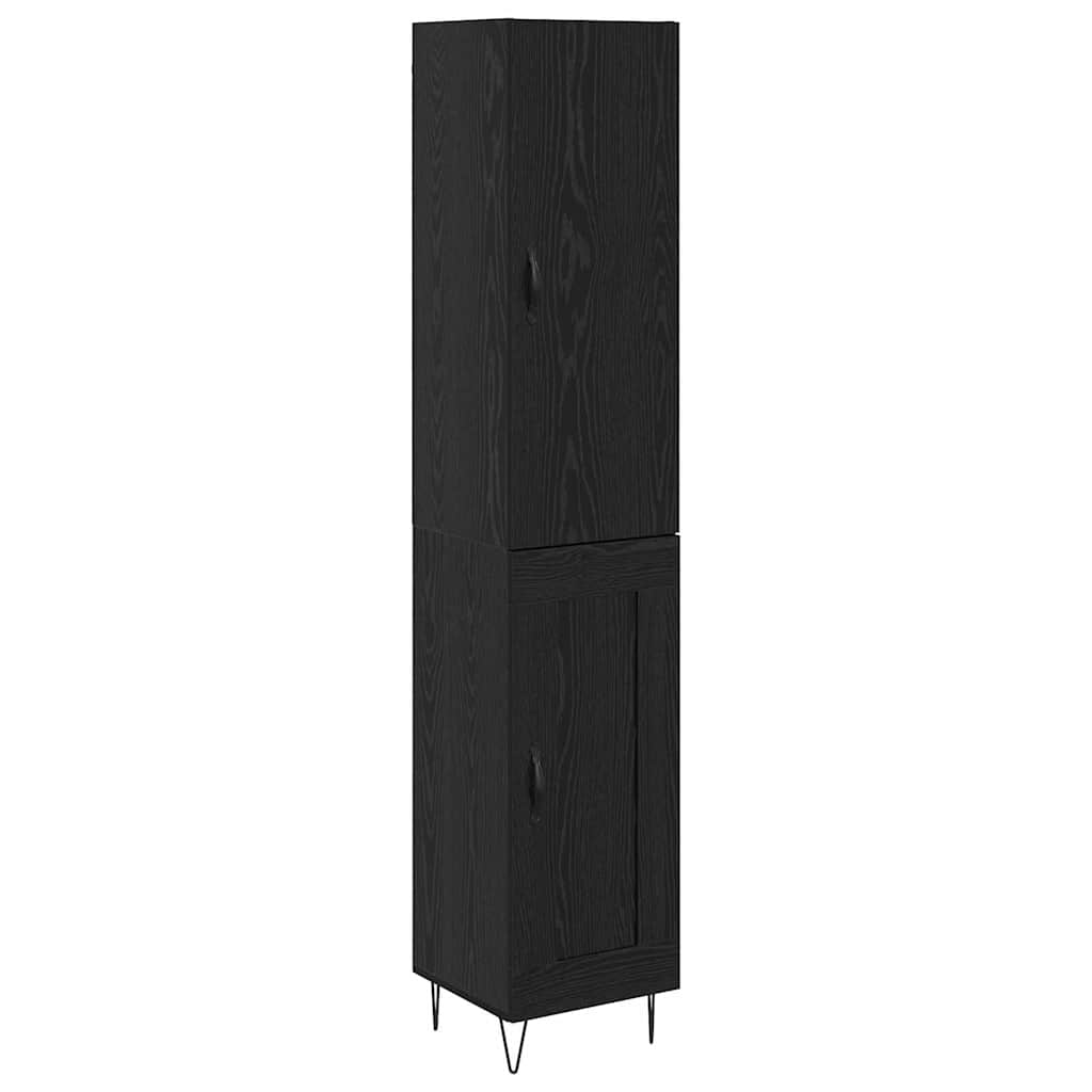 Highboard 34.5x34x180 cm Engineered Wood 1 Wood Door Black oak