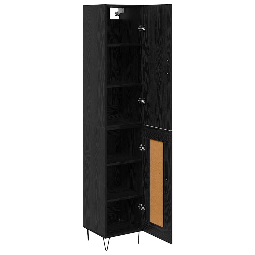 Highboard 34.5x34x180 cm Engineered Wood 1 Wood Door Black oak