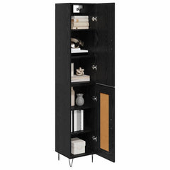 Highboard 34.5x34x180 cm Engineered Wood 1 Wood Door Black oak