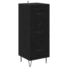 Highboard 34.5x34x180 cm Engineered Wood 3 Drawers Black oak