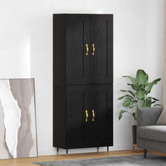 Highboard 69.5x34x180 cm Engineered Wood 2 Wood Doors Black oak