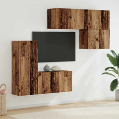 5 Piece TV Wall Units Engineered Wood Old wood