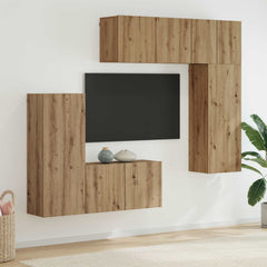 5 Piece TV Wall Units Engineered Wood Artisan oak