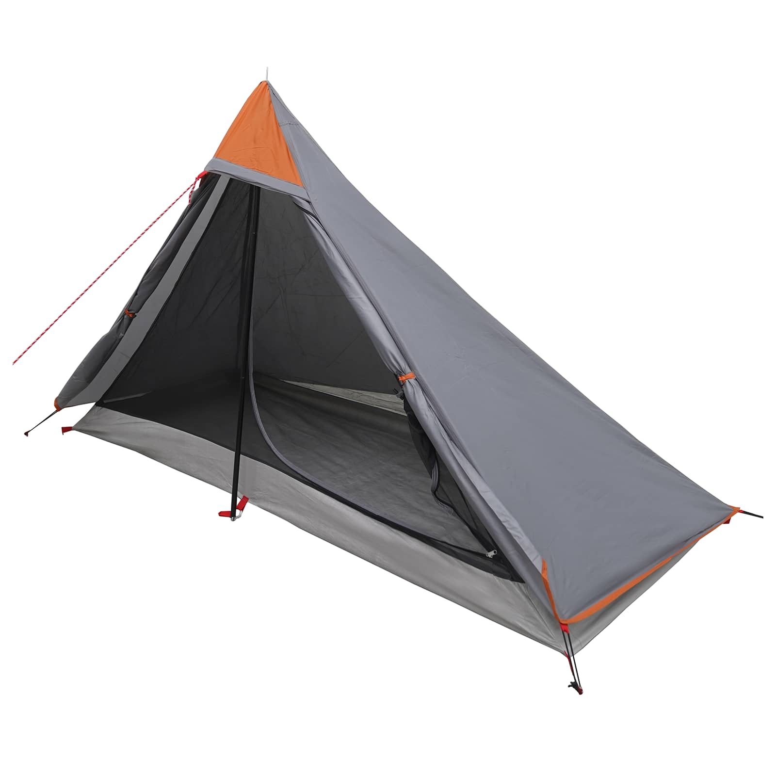 vidaXL Backpacking Tent 222 x 85 x 125 cm Grey and Orange 2