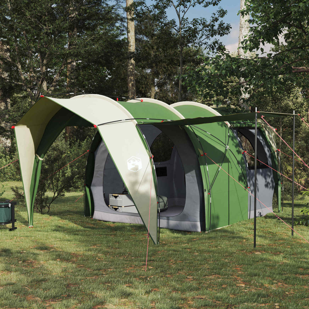 Tunnel Tent 185T Polyester with PU Coating Green 4-Person