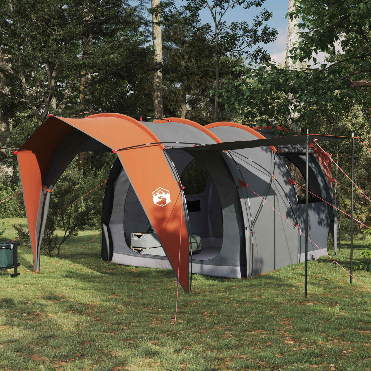 Tunnel Tent 185T Polyester with PU Coating Grey and orange 4-Person