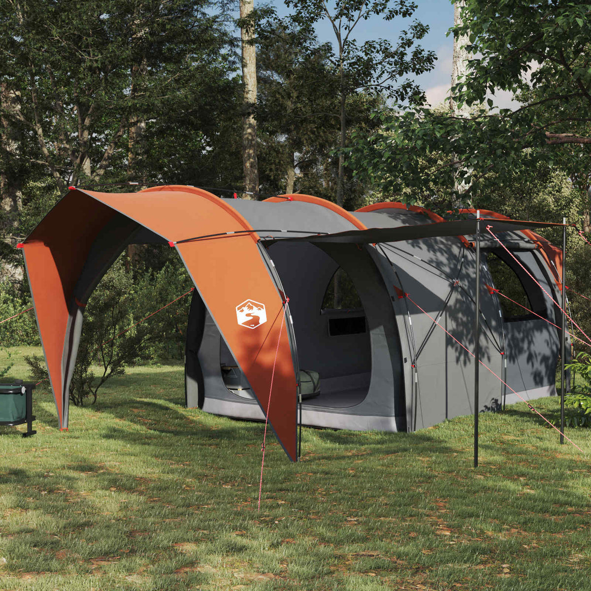 Tunnel Tent 185T Polyester with PU Coating Grey and orange 6-Person