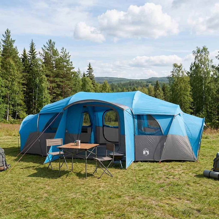 Family Tent with Rainfly Water-resistant Blue 10-Person