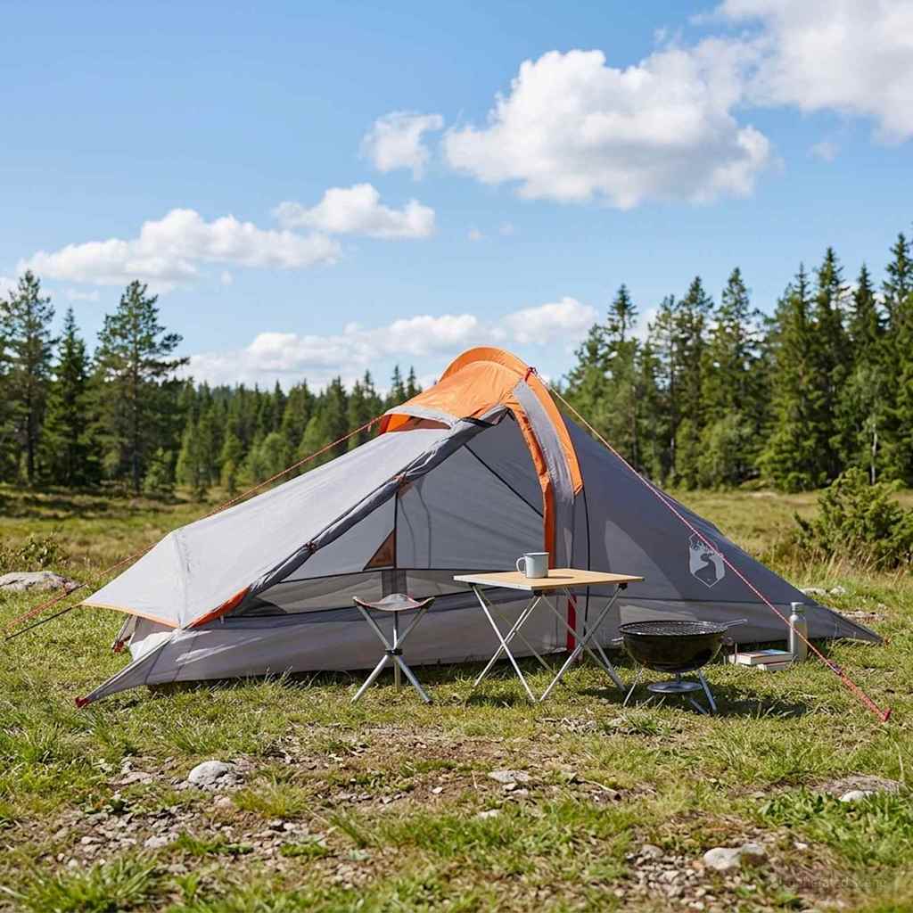 vidaXL Backpacking Tent 2-Person Grey and Orange 1