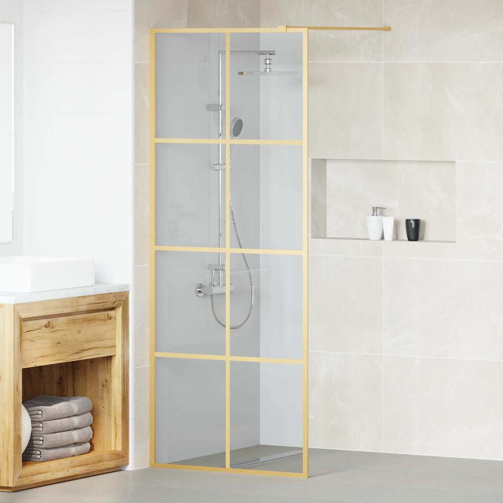Walk-in Shower Wall Clear ESG Glass Transparent Gold 80 x 195 cm