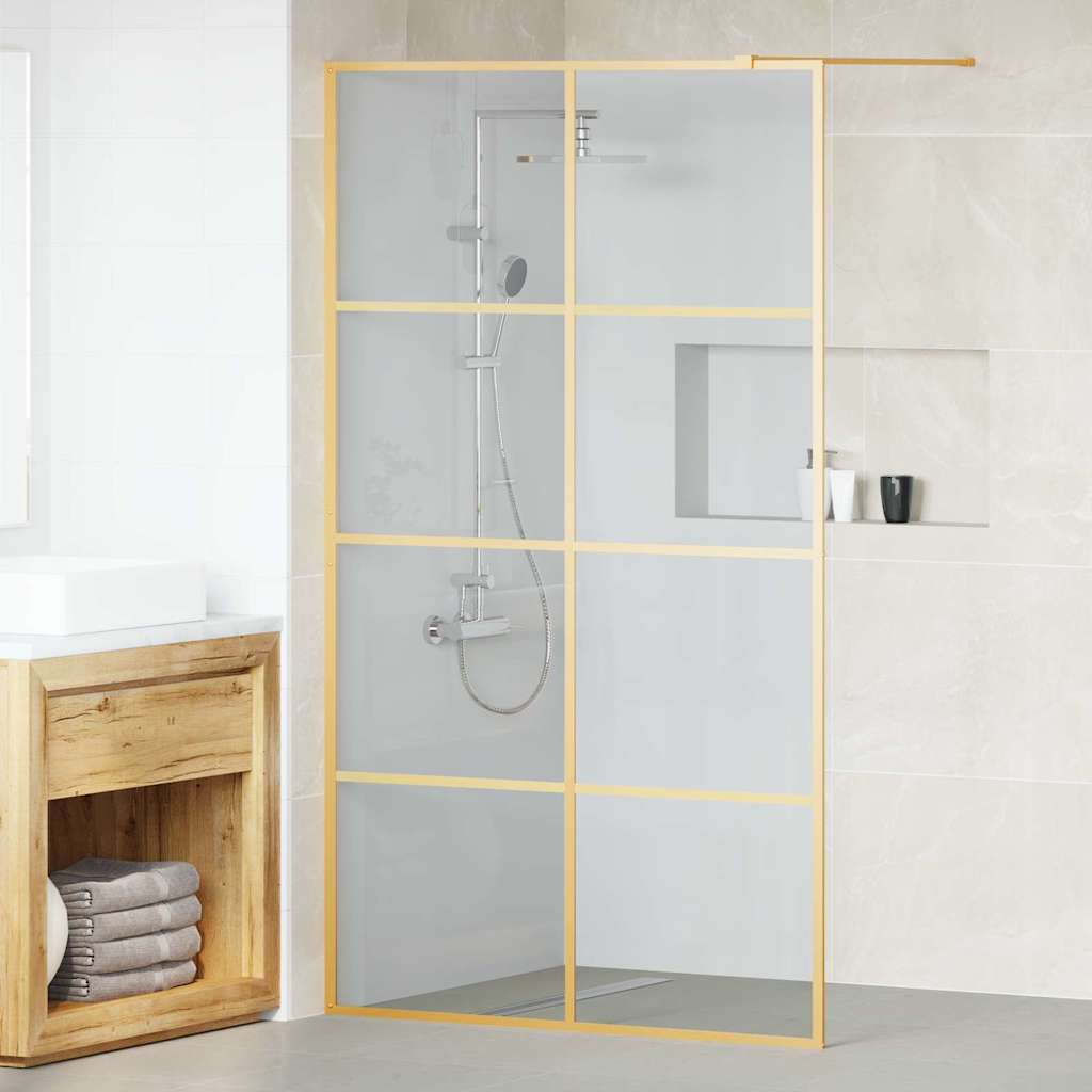 Walk-in Shower Wall Clear ESG Glass Transparent Gold 115 x 195 cm