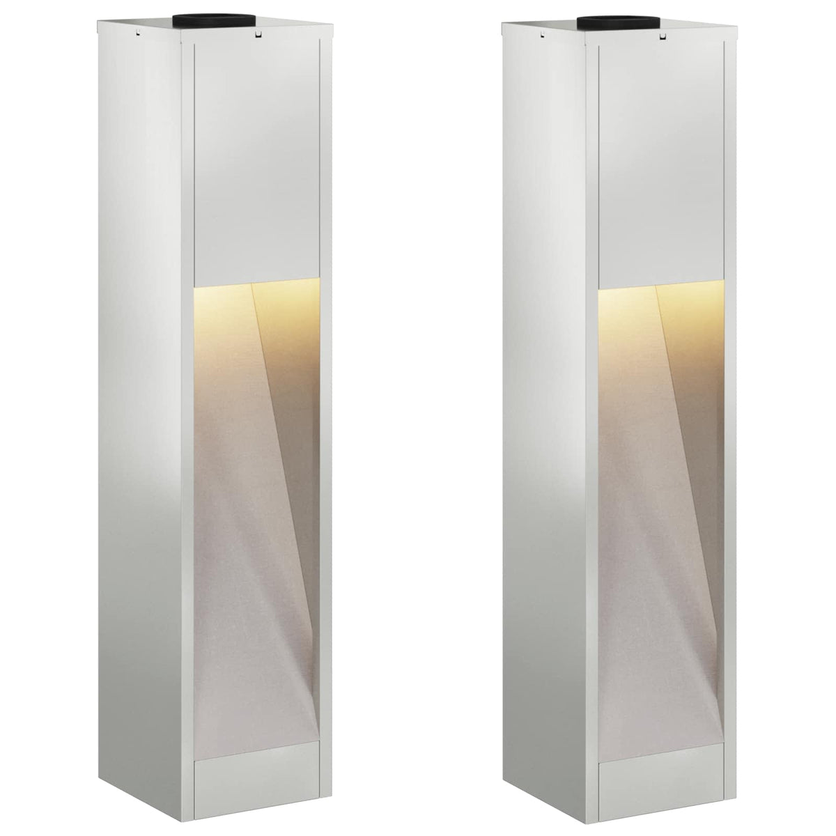 Solar Led Pathway Light 2 pcs Warm White Galvanised steel 18 x 18 x 80 cm