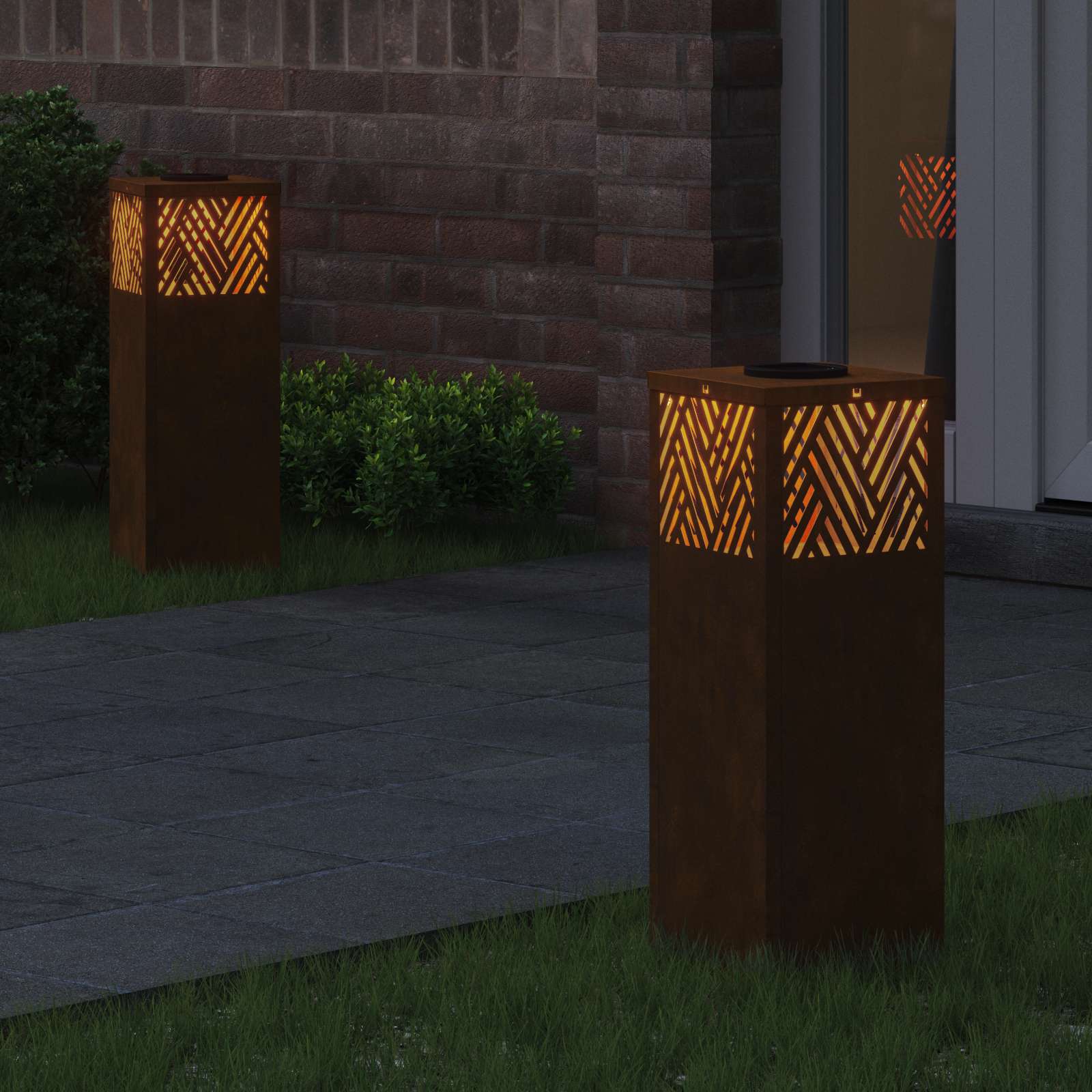 vidaXL Solar LED Pathway Light 2 pcs Warm White 18 x 18 x 50 cm 3