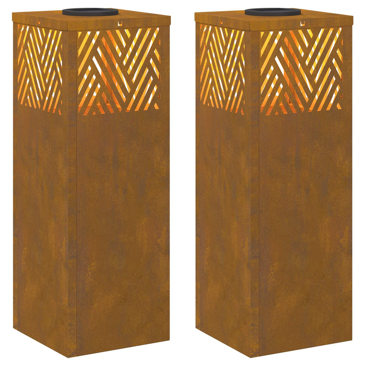 Solar LED Pathway Light 2 pcs Warm White Weathering steel 18 x 18 x 50 cm