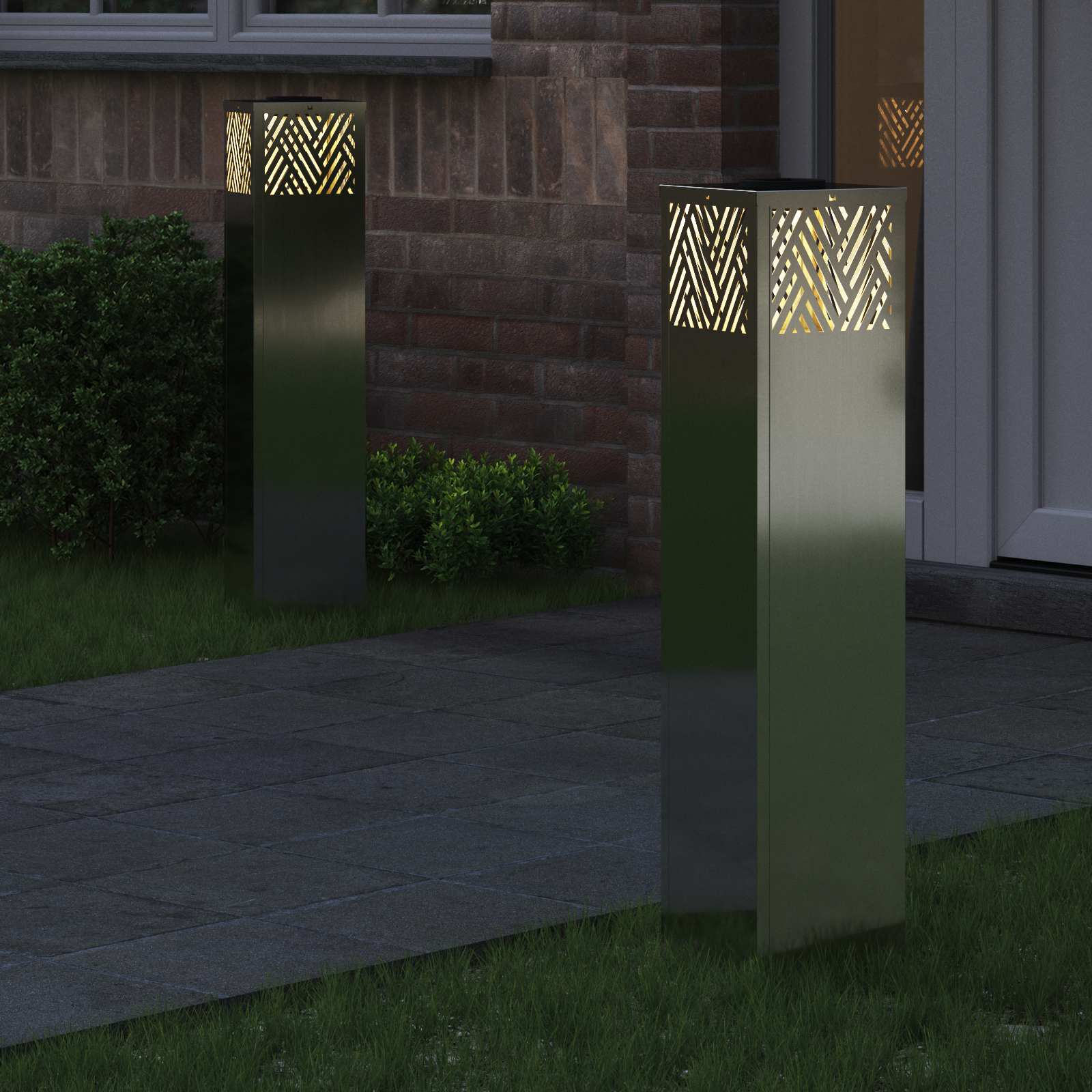 vidaXL Solar LED Pathway Light 2 pcs Warm White 18 x 18 x 80 cm 3