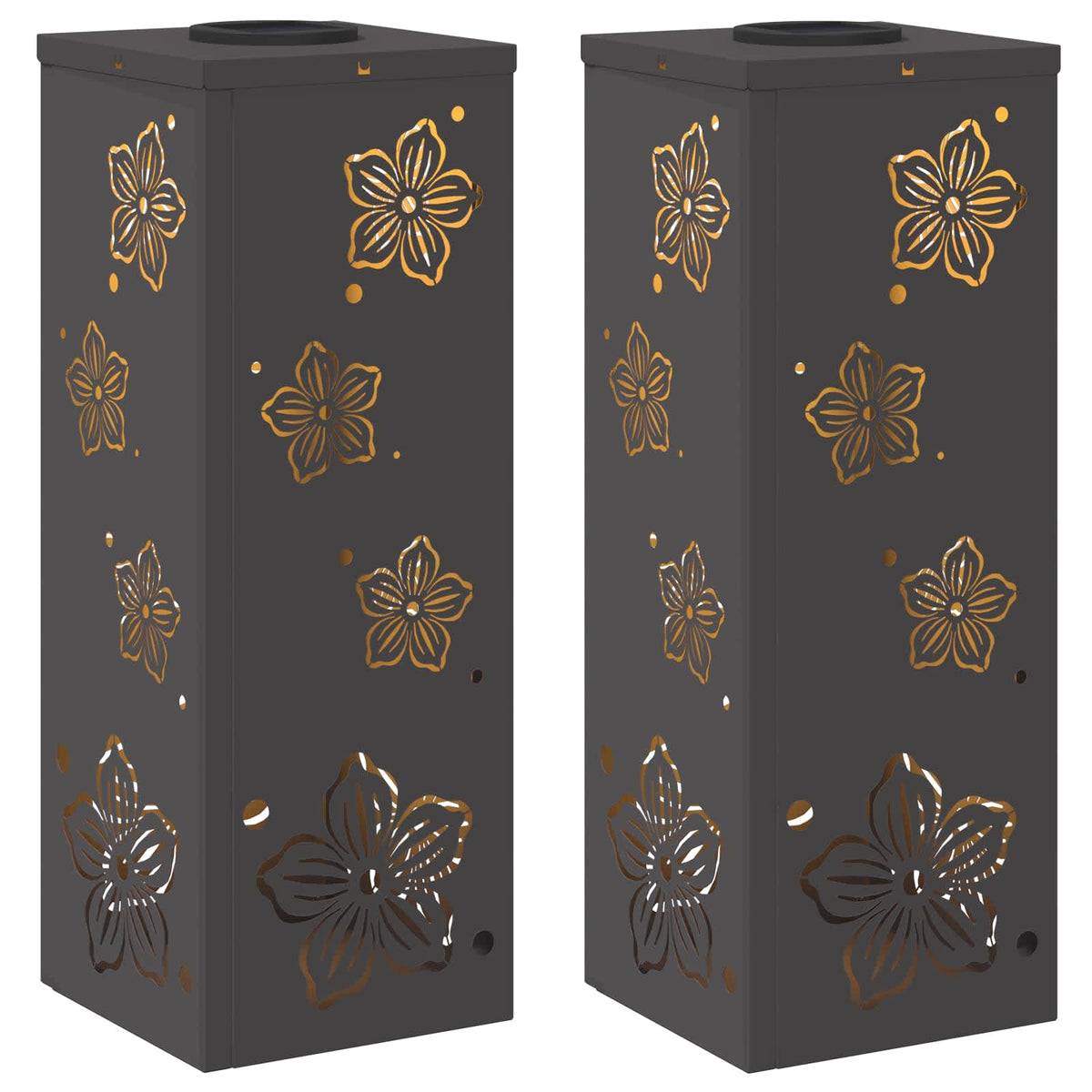 Solar LED Pathway Light 2 pcs Warm White 18 x 18 x 50 cm Five-petal blossom Black